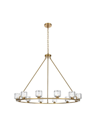 Elegant Lighting - 5100D48SG - 12 Light Chandelier - Cadence - Satin Gold and Clear