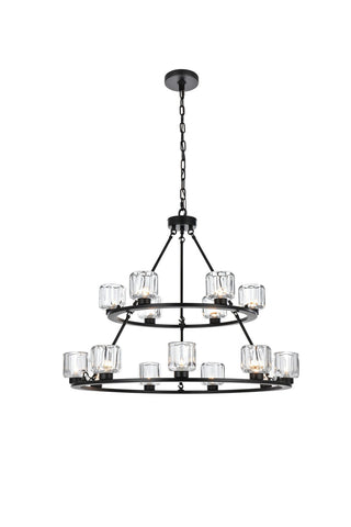 Elegant Lighting - 5100L236BK - 15 Light Chandelier - Cadence - Black and Clear