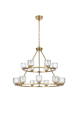 Elegant Lighting - 5100L236SG - 15 Light Chandelier - Cadence - Satin Gold and Clear