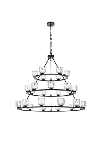 Elegant Lighting - 5100L348BK - 27 Light Chandelier - Cadence - Black and Clear