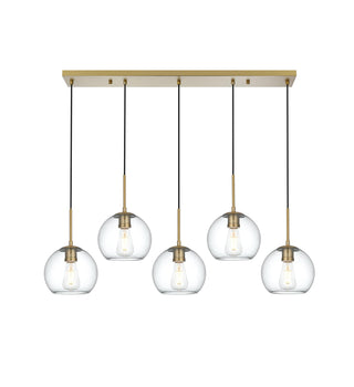 Elegant Lighting - LD2228SG - Five Light Pendant - Baxter - Satin Gold and Clear
