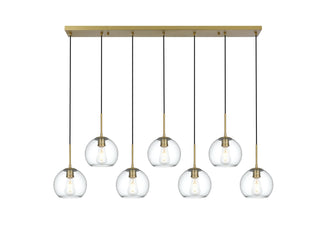 Elegant Lighting - LD2230SG - Seven Light Pendant - Baxter - Satin Gold and Clear
