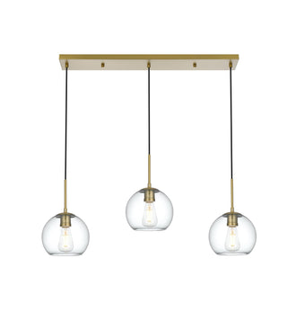 Elegant Lighting - LD2236SG - Three Light Pendant - Baxter - Satin Gold and Clear