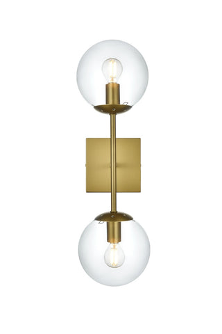 Elegant Lighting - LD2357SG - Two Light Wall Sconce - Neri - Satin Gold and Clear