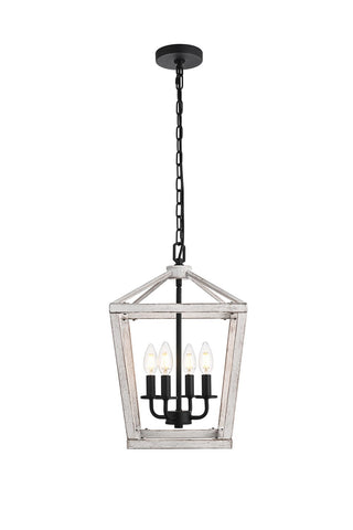 Elegant Lighting - LD511H20WG - Four Light Pendant - Gage - Weathered White and Black