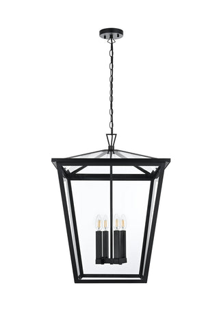 Elegant Lighting - OD334H27BK - Four Light Outdoor Pendant - Oxford - Black