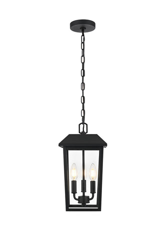 Elegant Lighting - OD502H15BK - Three Light Outdoor Pendant - Riggs - Black