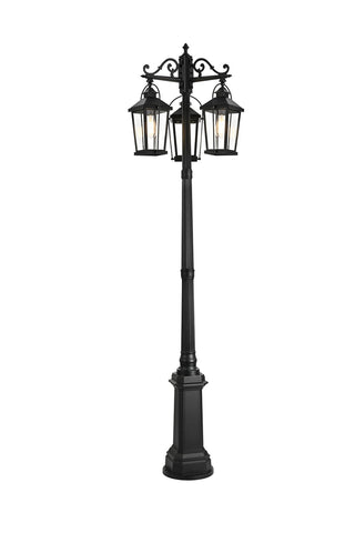 Elegant Lighting - OD605P84BK - Three Light Outdoor Post Mount - Luz - Black and Clear