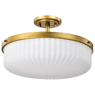 Nuvo Lighting - 60-8667 - Three Light Semi-Flush Mount - Solara - Natural Brass