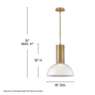 Ombra LED Pendant in Lacquered Brass