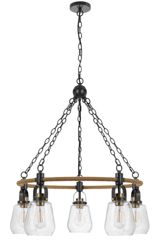 Cal Lighting - FX-3824-5 - Five Light Chandelier - Kavala - Burlap/Antique Brass