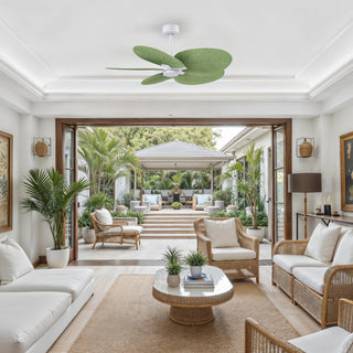 Alessandra Tropical Five Blade Ceiling Fan in Brushed Nickel