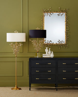 Forget-Me-Not Mirror in Clear/Chinois Gold Leaf