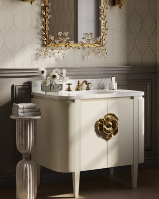 Forget-Me-Not Mirror in Clear/Chinois Gold Leaf