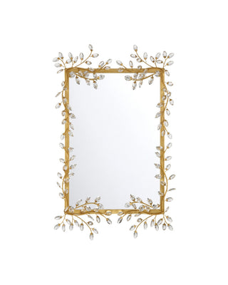 Currey and Company - 1000-0161 - Mirror - Forget-Me-Not - Clear/Chinois Gold Leaf