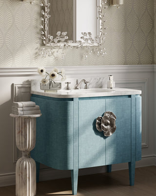 Forget-Me-Not Mirror in Clear/Silver Leaf