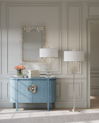 Forget-Me-Not Mirror in Clear/Silver Leaf