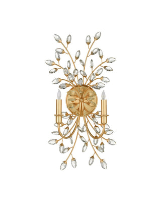Forget-Me-Not Two Light Wall Sconce in Clear/Chinois Gold Leaf