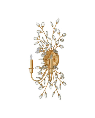 Forget-Me-Not Two Light Wall Sconce in Clear/Chinois Gold Leaf