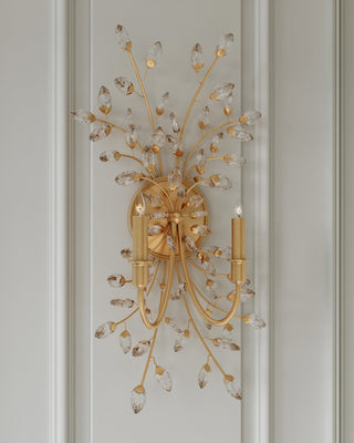 Forget-Me-Not Two Light Wall Sconce in Clear/Chinois Gold Leaf