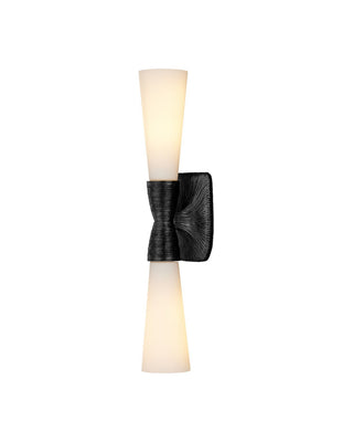 Currey and Company - 5800-0066 - Two Light Wall Sconce - Burrows - Opaque White/Oil Rubbed Bronze