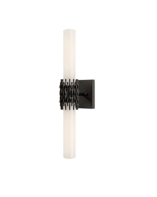 Currey and Company - 5800-0071 - Two Light Wall Sconce - Brietta - Opaque White/Oil Rubbed Bronze