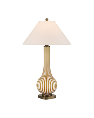 Currey and Company - 6000-1019 - One Light Table Lamp - Striae - Yellow/Off-White
