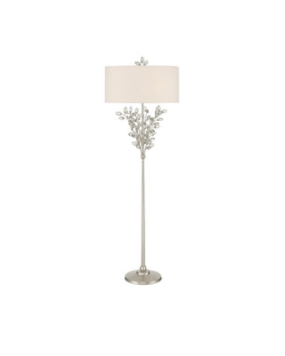 Currey and Company - 8000-0169 - Two Light Floor Lamp - Forget-Me-Not - Clear/Silver Leaf