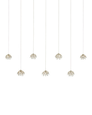 Currey and Company - 9000-1054 - Seven Light Pendant - Crystal Bud - Clear/Contemporary Silver Leaf/Silver