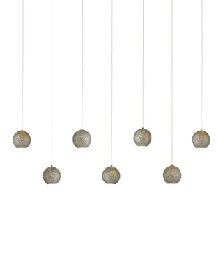 Currey and Company - 9000-1056 - Seven Light Pendant - Giro - Blue/Nickel/Silver
