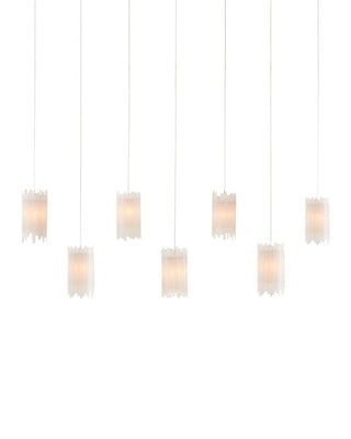 Currey and Company - 9000-1062 - Seven Light Pendant - Escenia - Frosted White/Silver