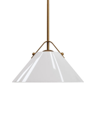 Bronwen One Light Pendant in Opaque White/Antique Brass