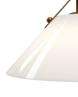 Bronwen One Light Pendant in Opaque White/Antique Brass