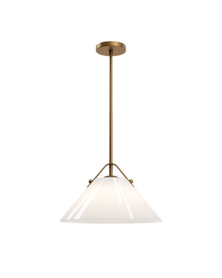 Bronwen One Light Pendant in Opaque White/Antique Brass