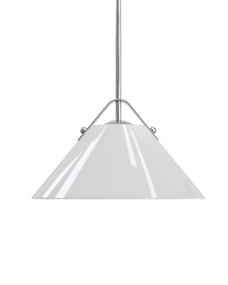 Bronwen One Light Pendant in Opaque White/Polished Nickel