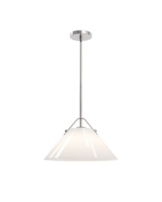 Bronwen One Light Pendant in Opaque White/Polished Nickel