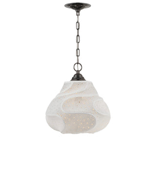Wintershall One Light Pendant in White/Antique Brushed Nickel