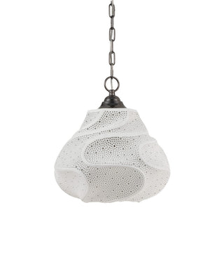 Wintershall One Light Pendant in White/Antique Brushed Nickel
