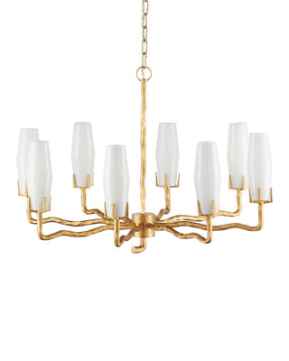 Mathilda Eight Light Chandelier in White/Matte Gold