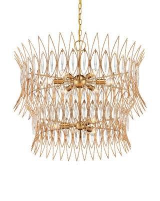 Marquise Nine Light Chandelier in Clear/Luxor Gold