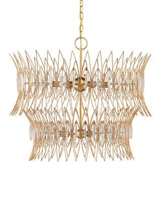 Marquise Nine Light Chandelier in Clear/Luxor Gold