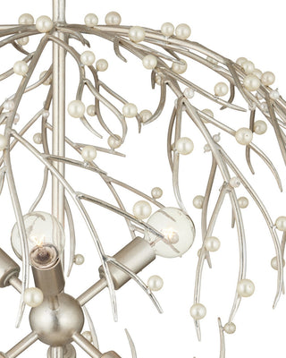 Shinju Six Light Chandelier in Natural/Contemporary Silver Leaf