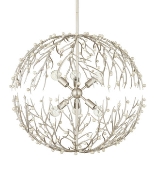 Shinju Six Light Chandelier in Natural/Contemporary Silver Leaf