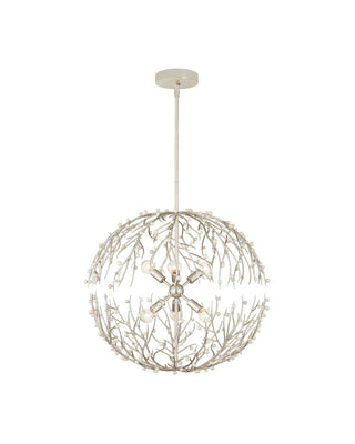 Shinju Six Light Chandelier in Natural/Contemporary Silver Leaf