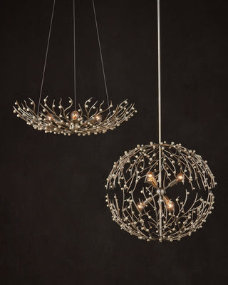 Shinju Six Light Chandelier in Natural/Contemporary Silver Leaf