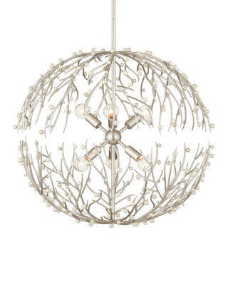 Currey and Company - 9000-1291 - Six Light Chandelier - Shinju - Natural/Contemporary Silver Leaf