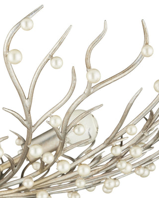 Shinju Four Light Chandelier in Natural/Contemporary Silver Leaf