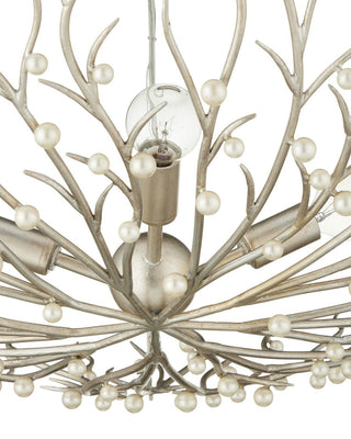 Shinju Four Light Chandelier in Natural/Contemporary Silver Leaf