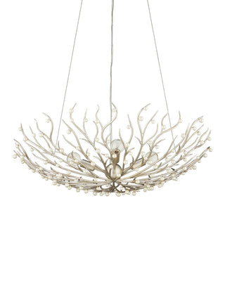 Shinju Four Light Chandelier in Natural/Contemporary Silver Leaf