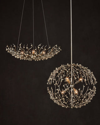 Shinju Four Light Chandelier in Natural/Contemporary Silver Leaf